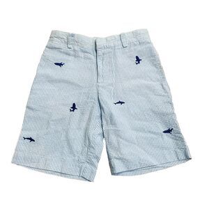Preppy Seersucker Shorts by TF Laurence Size 5 Sharks Embroidered READ DESCRIPT